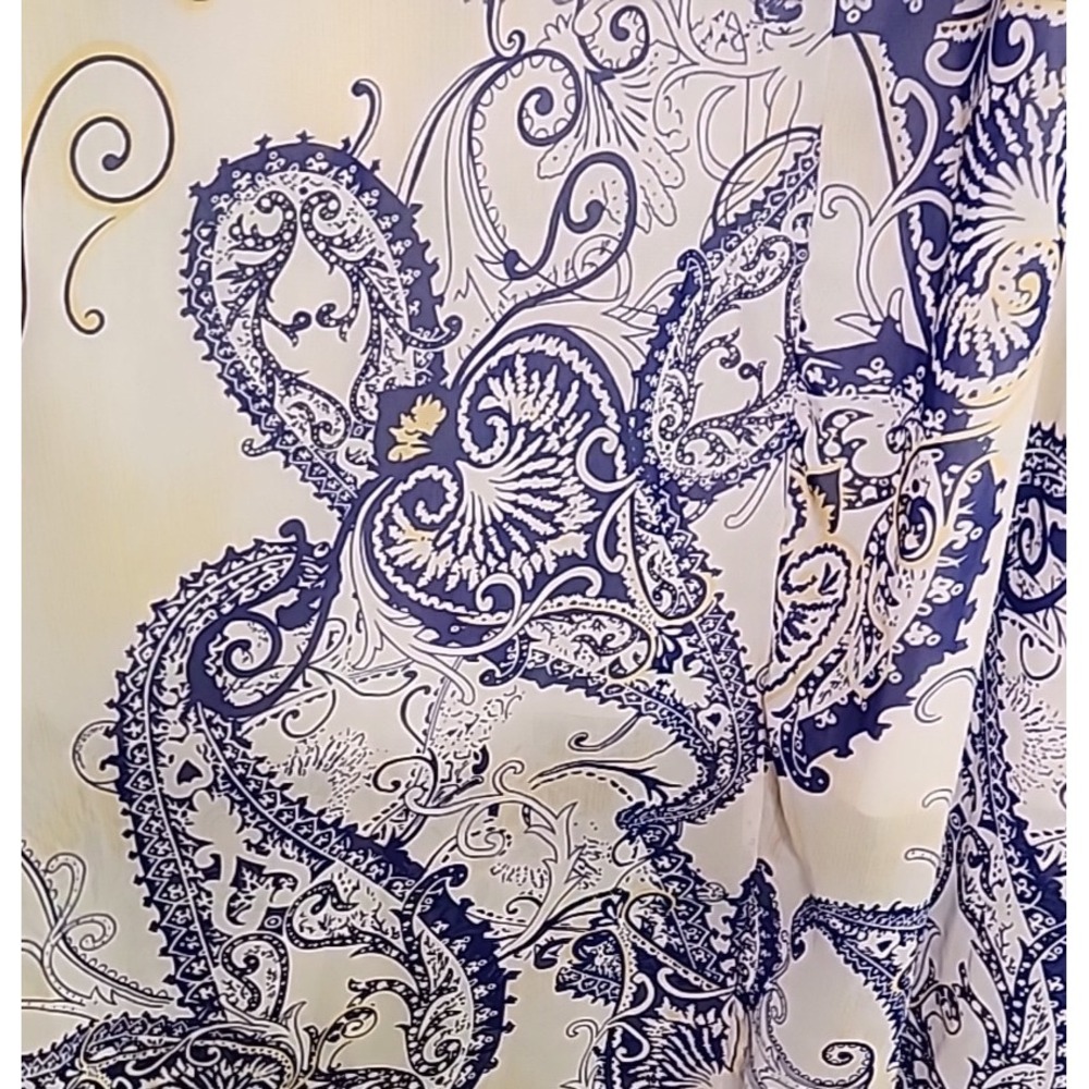 Blue/White Maxi Dress Women Small Mediterranean Greek Inspired Paisley 90's - Picture 5 of 9